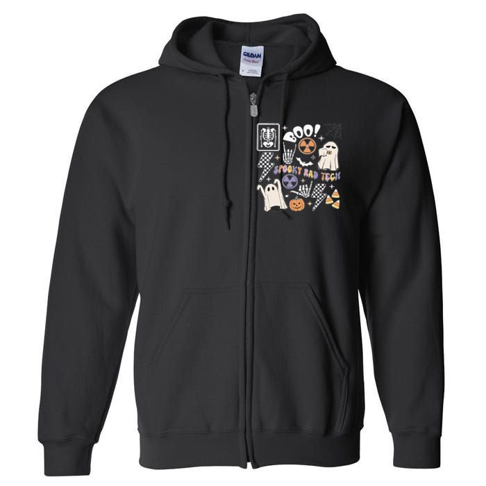 Spooky Rad Tech Retro Radiologist Halloween Xray Tech Full Zip Hoodie