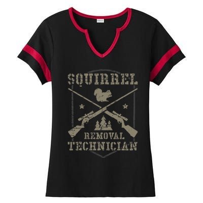 Squirrel Removal Technician Squirrel Hunting Squirrel Hunter Ladies Halftime Notch Neck Tee