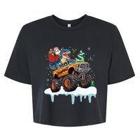 Santa Riding T Rex Dinosaur Monster Truck Christmas Funny Gift Bella+Canvas Jersey Crop Tee