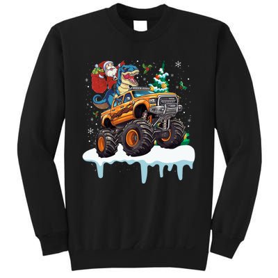 Santa Riding T Rex Dinosaur Monster Truck Christmas Funny Gift Sweatshirt