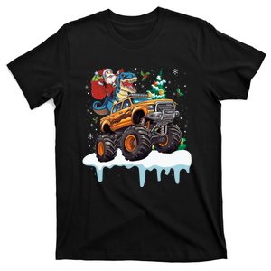 Santa Riding T Rex Dinosaur Monster Truck Christmas Funny Gift T-Shirt