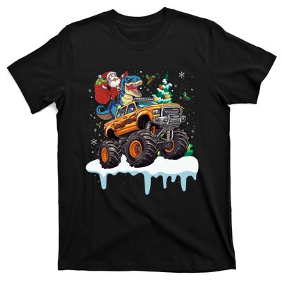 Santa Riding T Rex Dinosaur Monster Truck Christmas Funny Gift T-Shirt