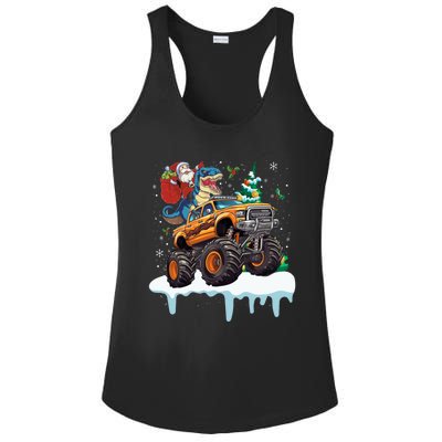 Santa Riding T Rex Dinosaur Monster Truck Christmas Funny Gift Ladies PosiCharge Competitor Racerback Tank