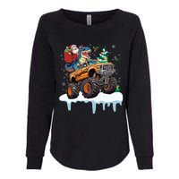 Santa Riding T Rex Dinosaur Monster Truck Christmas Funny Gift Womens California Wash Sweatshirt