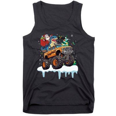 Santa Riding T Rex Dinosaur Monster Truck Christmas Funny Gift Tank Top