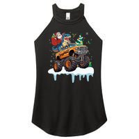 Santa Riding T Rex Dinosaur Monster Truck Christmas Funny Gift Women's Perfect Tri Rocker Tank