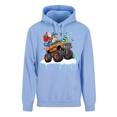 Santa Riding T Rex Dinosaur Monster Truck Christmas Funny Gift Unisex Surf Hoodie