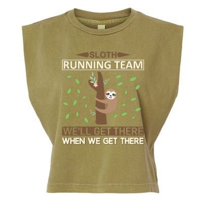 Sloth Running Team We'll Get There When We Get There Garment-Dyed Women's Muscle Tee