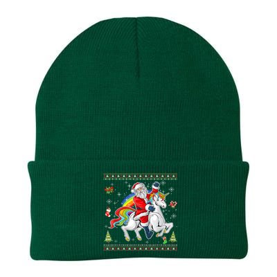 Santa Riding Unicorn Merry Christmas Xmas Sweater Ugly Knit Cap Winter Beanie