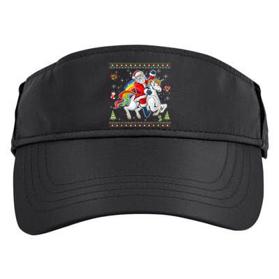 Santa Riding Unicorn Merry Christmas Xmas Sweater Ugly Adult Drive Performance Visor