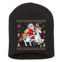 Santa Riding Unicorn Merry Christmas Xmas Sweater Ugly Short Acrylic Beanie