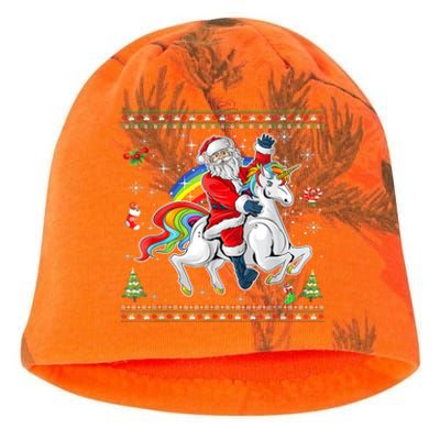 Santa Riding Unicorn Merry Christmas Xmas Sweater Ugly Kati - Camo Knit Beanie