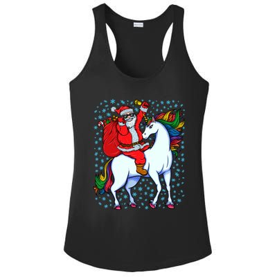 Santa Riding Unicorn Christmas Party Xmas Gift Funny Gift Ladies PosiCharge Competitor Racerback Tank