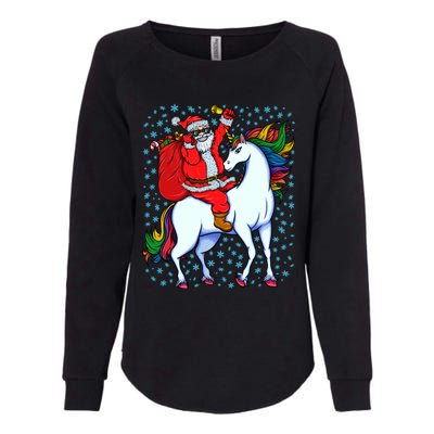 Santa Riding Unicorn Christmas Party Xmas Gift Funny Gift Womens California Wash Sweatshirt