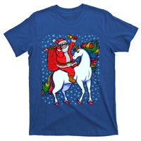 Santa Riding Unicorn Christmas Party Xmas Gift Funny Gift T-Shirt