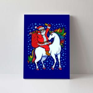 Santa Riding Unicorn Christmas Party Xmas Gift Funny Gift Canvas