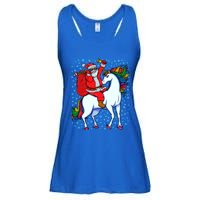 Santa Riding Unicorn Christmas Party Xmas Gift Funny Gift Ladies Essential Flowy Tank