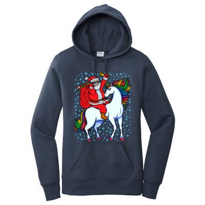 Santa Riding Unicorn Christmas Party Xmas Gift Funny Gift Women's Pullover Hoodie