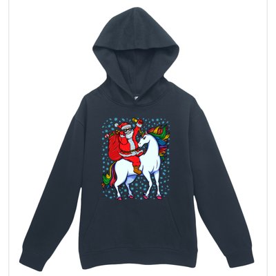 Santa Riding Unicorn Christmas Party Xmas Gift Funny Gift Urban Pullover Hoodie