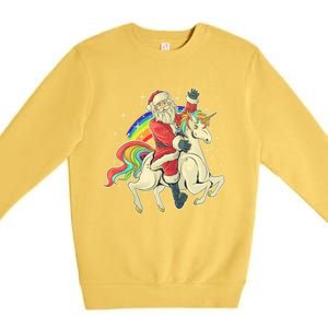 Santa Riding Unicorn Funny Christmas Cool Gift Premium Crewneck Sweatshirt