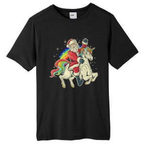 Santa Riding Unicorn Funny Christmas Cool Gift Tall Fusion ChromaSoft Performance T-Shirt