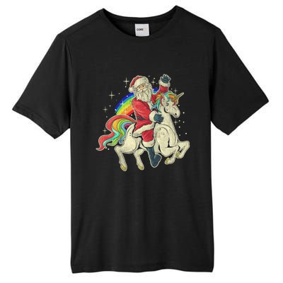 Santa Riding Unicorn Funny Christmas Cool Gift Tall Fusion ChromaSoft Performance T-Shirt