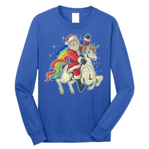 Santa Riding Unicorn Funny Christmas Cool Gift Long Sleeve Shirt