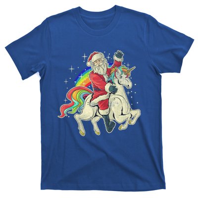 Santa Riding Unicorn Funny Christmas Cool Gift T-Shirt