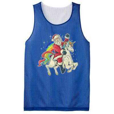 Santa Riding Unicorn Funny Christmas Cool Gift Mesh Reversible Basketball Jersey Tank