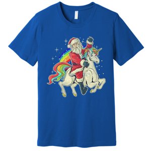 Santa Riding Unicorn Funny Christmas Cool Gift Premium T-Shirt