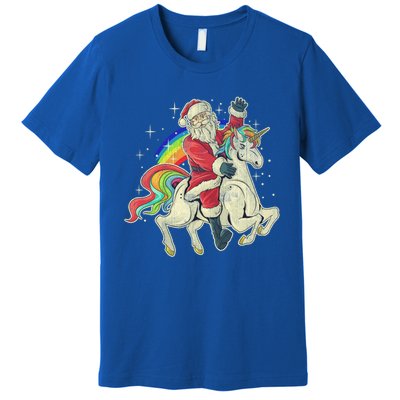 Santa Riding Unicorn Funny Christmas Cool Gift Premium T-Shirt