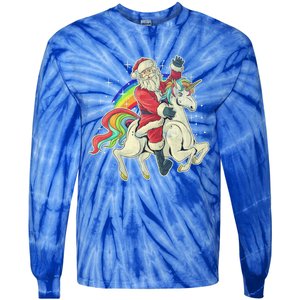 Santa Riding Unicorn Funny Christmas Cool Gift Tie-Dye Long Sleeve Shirt