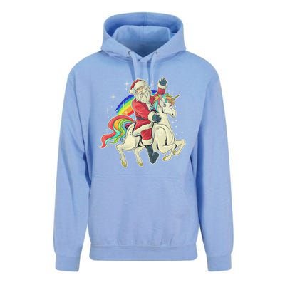 Santa Riding Unicorn Funny Christmas Cool Gift Unisex Surf Hoodie