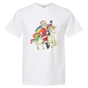 Santa Riding Unicorn Funny Christmas Cool Gift Garment-Dyed Heavyweight T-Shirt