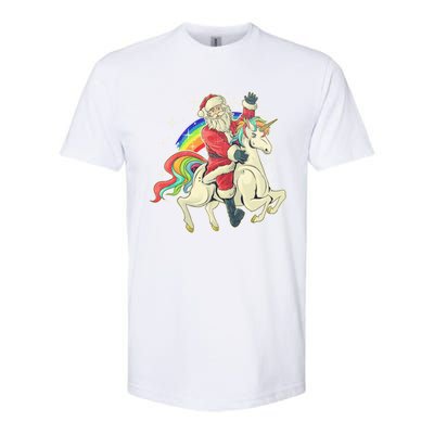 Santa Riding Unicorn Funny Christmas Cool Gift Softstyle CVC T-Shirt