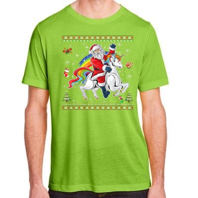 Santa Riding Unicorn Merry Christmas Xmas Sweater Ugly Cute Gift Adult ChromaSoft Performance T-Shirt