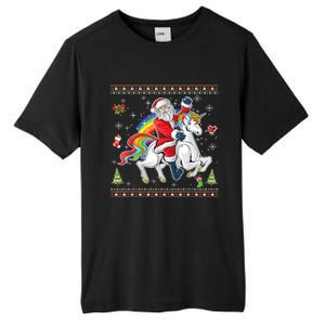 Santa Riding Unicorn Merry Christmas Xmas Sweater Ugly Cute Gift Tall Fusion ChromaSoft Performance T-Shirt