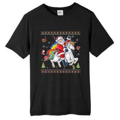 Santa Riding Unicorn Merry Christmas Xmas Sweater Ugly Cute Gift Tall Fusion ChromaSoft Performance T-Shirt