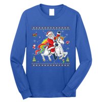 Santa Riding Unicorn Merry Christmas Xmas Sweater Ugly Cute Gift Long Sleeve Shirt