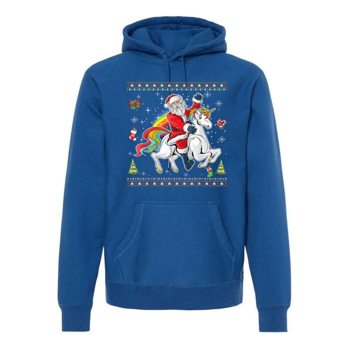 Santa Riding Unicorn Merry Christmas Xmas Sweater Ugly Cute Gift Premium Hoodie