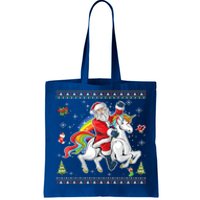 Santa Riding Unicorn Merry Christmas Xmas Sweater Ugly Cute Gift Tote Bag