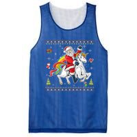 Santa Riding Unicorn Merry Christmas Xmas Sweater Ugly Cute Gift Mesh Reversible Basketball Jersey Tank