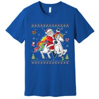 Santa Riding Unicorn Merry Christmas Xmas Sweater Ugly Cute Gift Premium T-Shirt