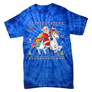 Santa Riding Unicorn Merry Christmas Xmas Sweater Ugly Cute Gift Tie-Dye T-Shirt