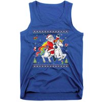 Santa Riding Unicorn Merry Christmas Xmas Sweater Ugly Cute Gift Tank Top