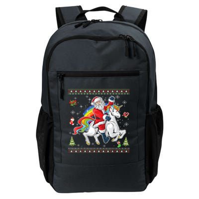 Santa Riding Unicorn Merry Christmas Xmas Sweater Ugly Cute Gift Daily Commute Backpack