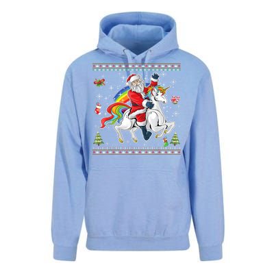 Santa Riding Unicorn Merry Christmas Xmas Sweater Ugly Cute Gift Unisex Surf Hoodie