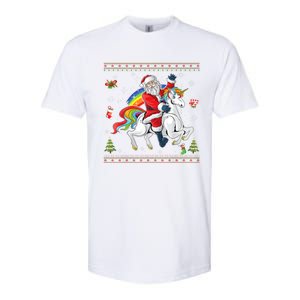 Santa Riding Unicorn Merry Christmas Xmas Sweater Ugly Cute Gift Softstyle CVC T-Shirt