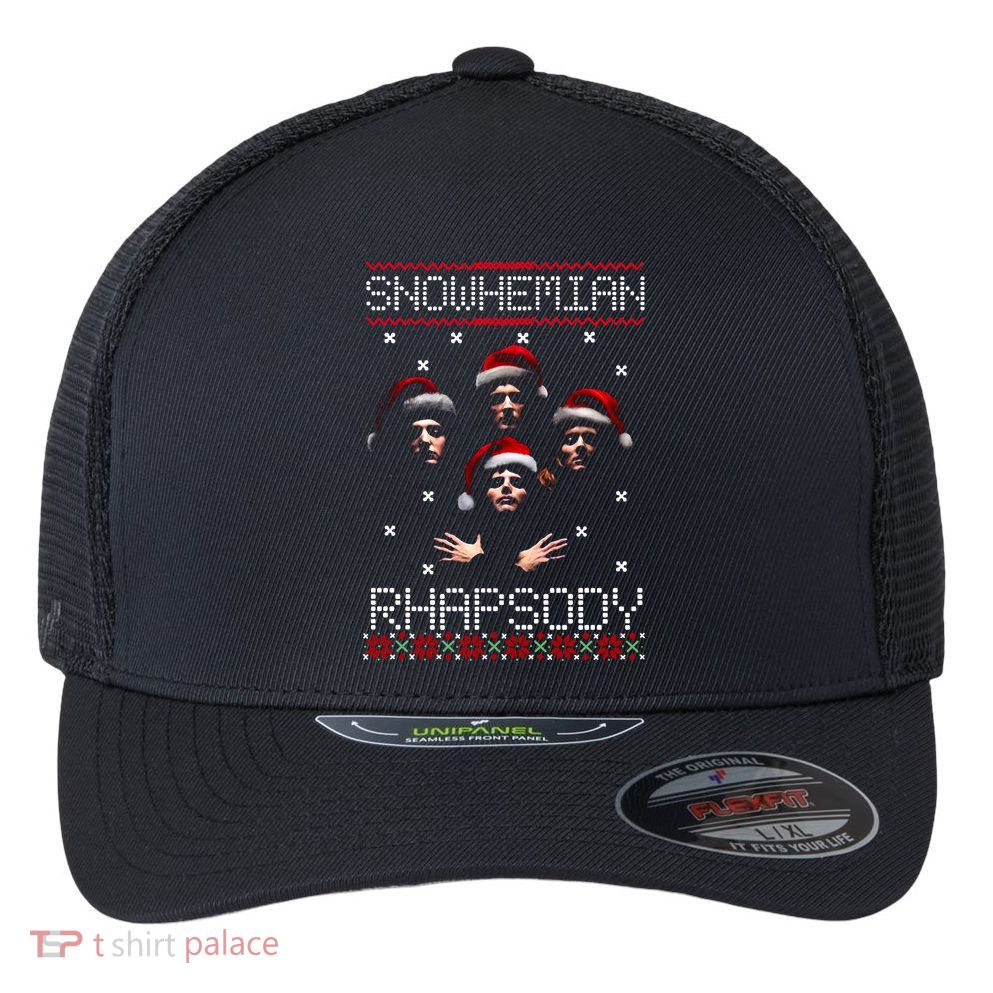 Snowhemian Rhapsody Ugly Christmas Flexfit Unipanel Trucker Cap