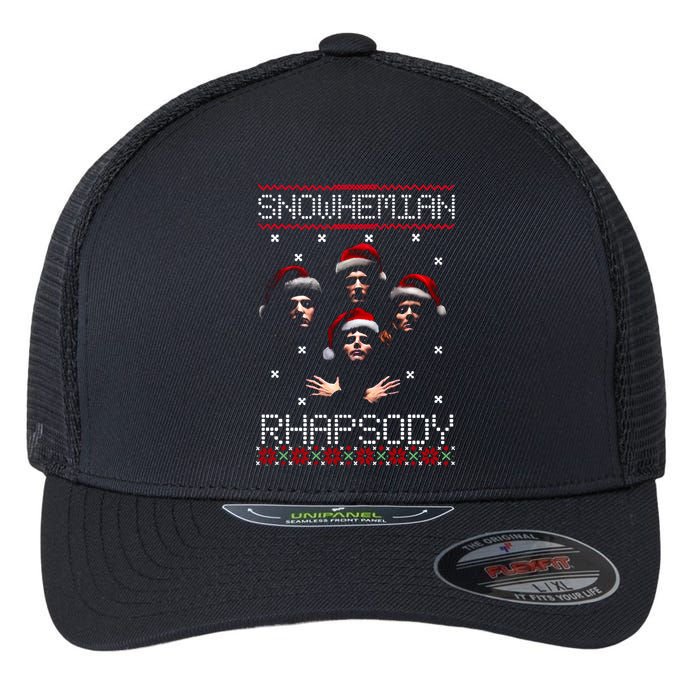 Snowhemian Rhapsody Ugly Christmas Flexfit Unipanel Trucker Cap